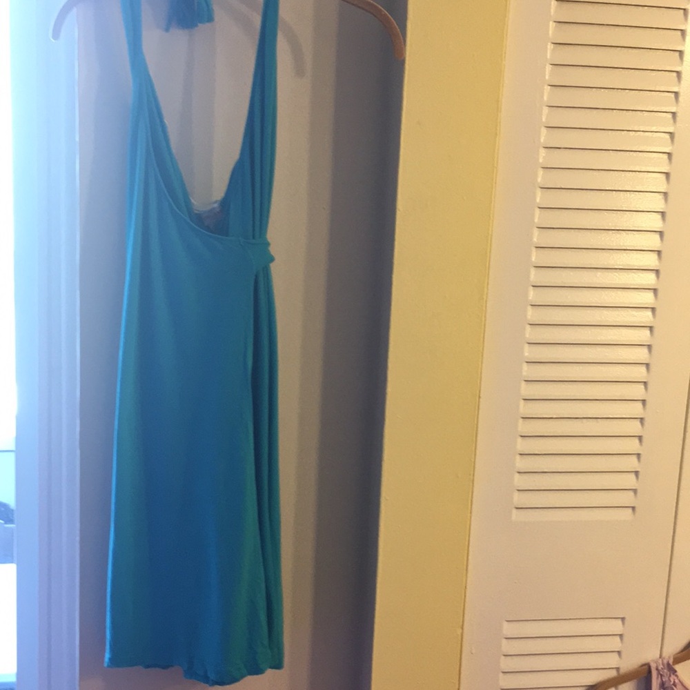 Turquoise /sea greenish wrap  halter dress